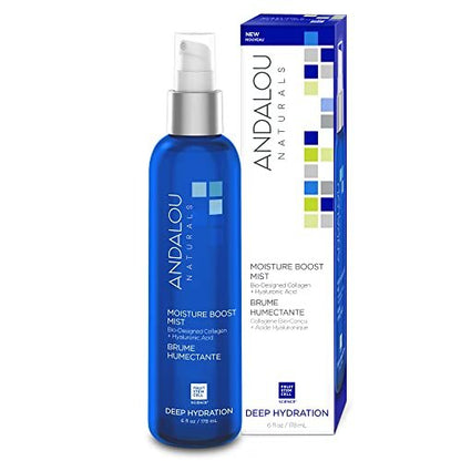 Andalou Naturals Moisture Boost Face Mist with Hyaluronic Acid & Collagen – Hydrating Facial Spray for Dry & Dehydrated Skin, 6 fl oz Avelisse