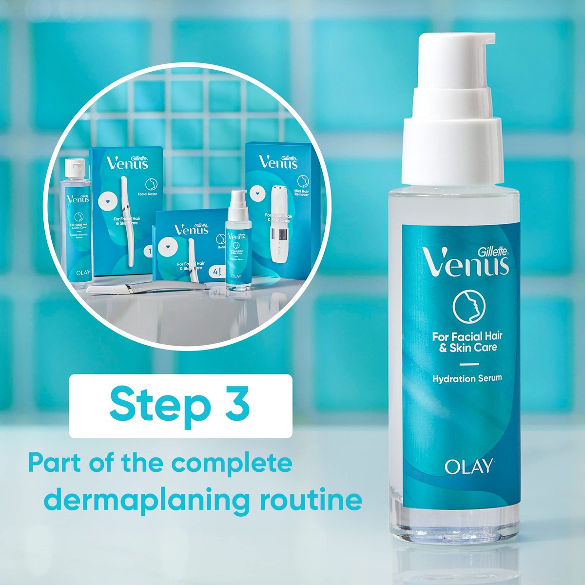 Gillette Venus Facial Hydration Serum with Hyaluronic Acid – Post-Dermaplaning Moisturizer, 1.5 oz - görsel 12