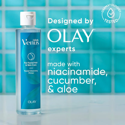 Gillette Venus Dermaplaning Prep Cleanser & Primer, 6.7 oz – Face Wash for Smooth Skin Before Eyebrow Razor, Dermaplaning Oil & Moisturizer