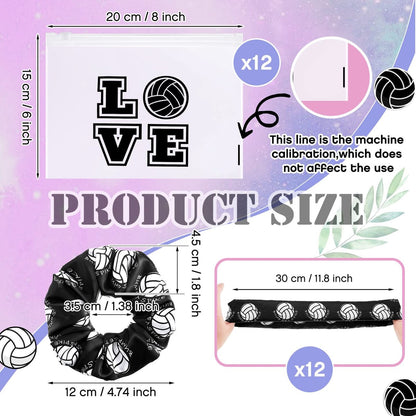 Juexica 36-Piece Volleyball Team Gifts Set - Black and White Bracelets, Scrunchies, and Bags for Women Players