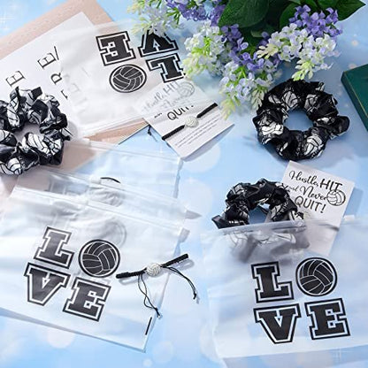 Juexica 36-Piece Volleyball Team Gifts Set - Black and White Bracelets, Scrunchies, and Bags for Women Players