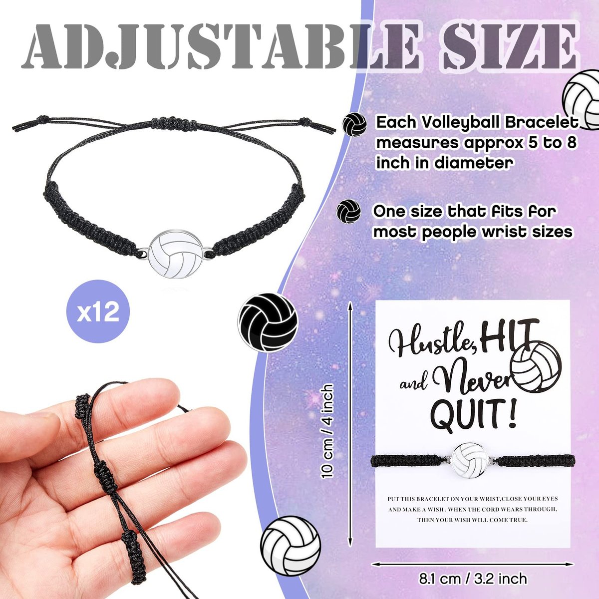Juexica 36-Piece Volleyball Team Gifts Set - Black and White Bracelets, Scrunchies, and Bags for Women Players - görsel 5
