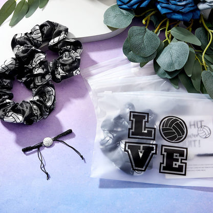 Juexica 36-Piece Volleyball Team Gifts Set - Black and White Bracelets, Scrunchies, and Bags for Women Players