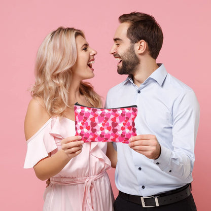 Reginary 14 Pcs Valentines Makeup Bag Bulk - Heart Cosmetic Bags Gift Set for Women, Pink Red Travel Pouches with Zipper