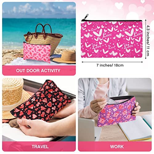 Reginary 14 Pcs Valentines Makeup Bag Bulk - Heart Cosmetic Bags Gift Set for Women, Pink Red Travel Pouches with Zipper - görsel 14