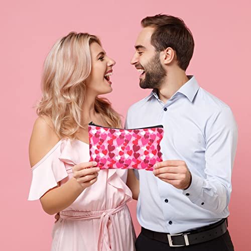 Reginary 14 Pcs Valentines Makeup Bag Bulk - Heart Cosmetic Bags Gift Set for Women, Pink Red Travel Pouches with Zipper - görsel 10