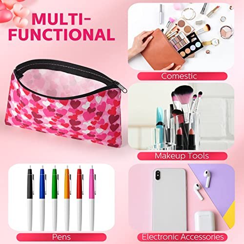 Reginary 14 Pcs Valentines Makeup Bag Bulk - Heart Cosmetic Bags Gift Set for Women, Pink Red Travel Pouches with Zipper - görsel 8