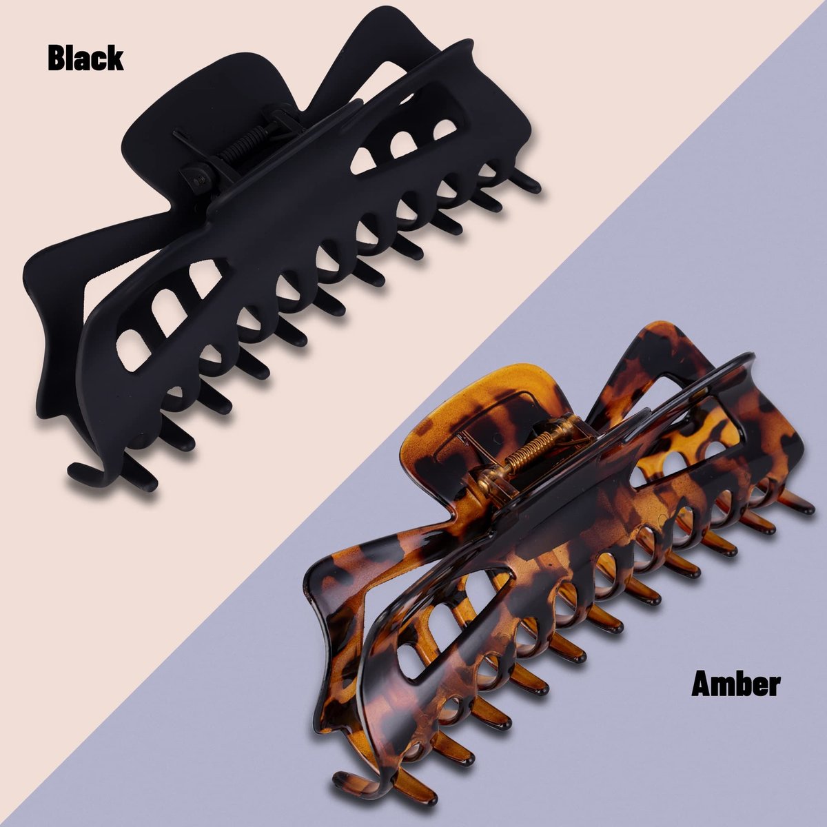 Antmoilios Extra Large Claw Clips for Thick Hair - 6.4 Inch Strong Hold Matte Jumbo Hair Clips for Women, Non-Slip Big Jaw Clip, 4 Pack (Black, Brown Leopard) Avelisse