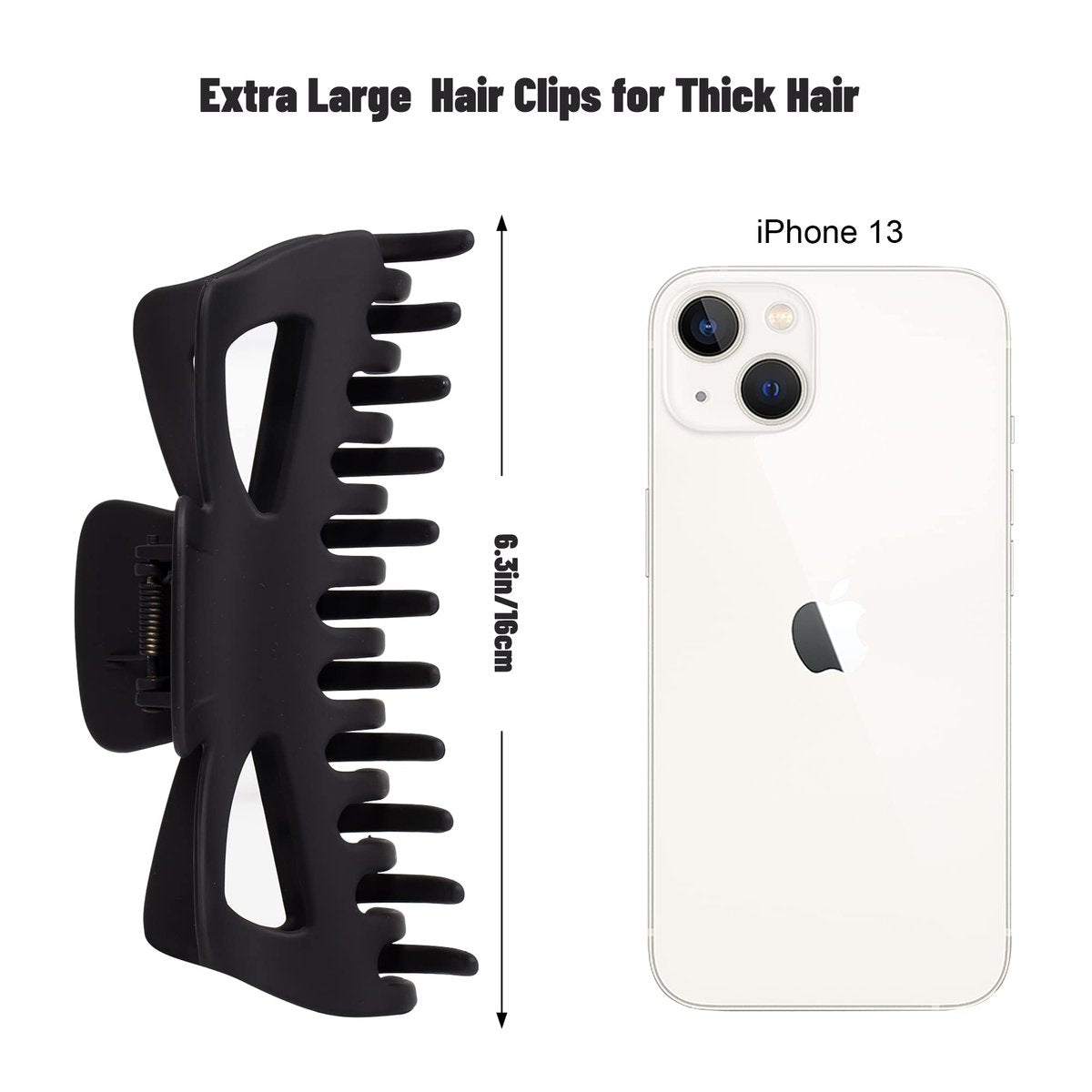 Antmoilios Extra Large Claw Clips for Thick Hair - 6.4 Inch Strong Hold Matte Jumbo Hair Clips for Women, Non-Slip Big Jaw Clip, 4 Pack (Black, Brown Leopard) Avelisse