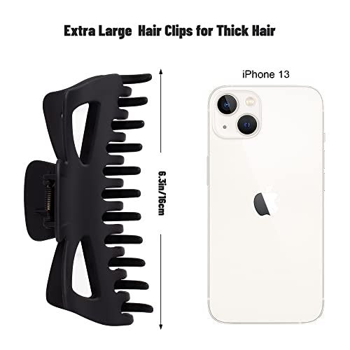 Antmoilios Extra Large Claw Clips for Thick Hair - 6.4 Inch Strong Hold Matte Jumbo Hair Clips for Women, Non-Slip Big Jaw Clip, 4 Pack (Black, Brown Leopard) Avelisse