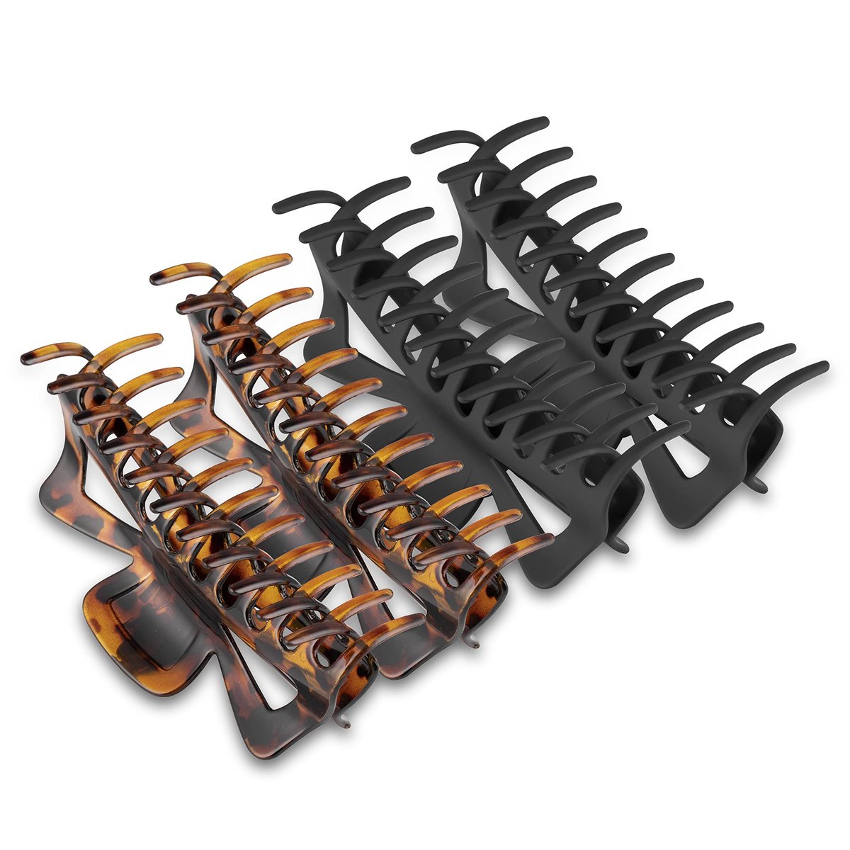 Antmoilios Extra Large Claw Clips for Thick Hair - 6.4 Inch Strong Hold Matte Jumbo Hair Clips for Women, Non-Slip Big Jaw Clip, 4 Pack (Black, Brown Leopard) Avelisse