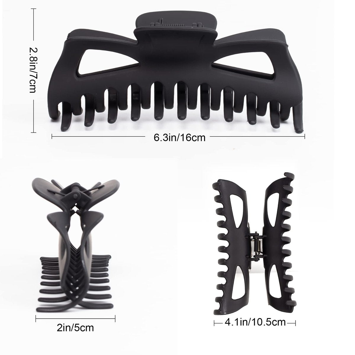 Antmoilios Extra Large Claw Clips for Thick Hair - 6.4 Inch Strong Hold Matte Jumbo Hair Clips for Women, Non-Slip Big Jaw Clip, 4 Pack (Black, Brown Leopard) Avelisse