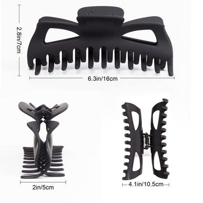 Antmoilios Extra Large Claw Clips for Thick Hair - 6.4 Inch Strong Hold Matte Jumbo Hair Clips for Women, Non-Slip Big Jaw Clip, 4 Pack (Black, Brown Leopard) Avelisse