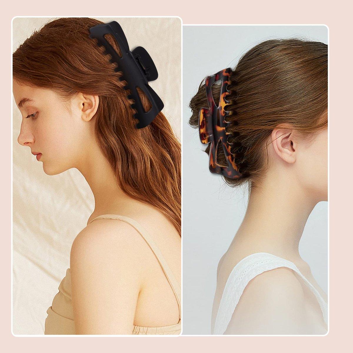Antmoilios Extra Large Claw Clips for Thick Hair - 6.4 Inch Strong Hold Matte Jumbo Hair Clips for Women, Non-Slip Big Jaw Clip, 4 Pack (Black, Brown Leopard) Avelisse