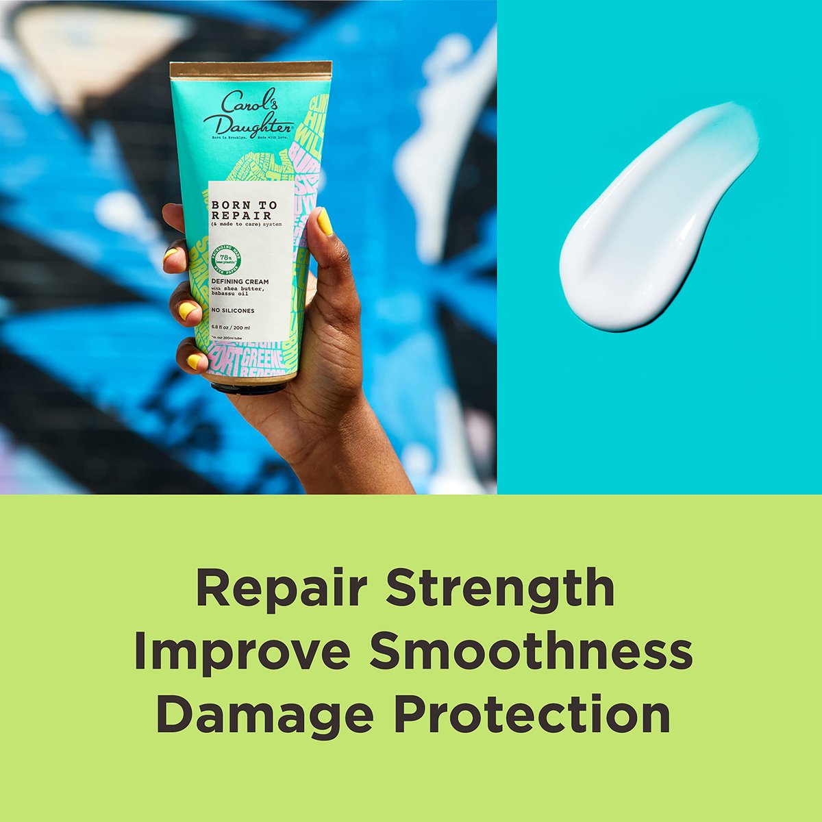 Carol's Daughter Born To Repair Leave-In Hair Cream for Curls, Moisturizing & Anti-Frizz, 6.8 Fl Oz Avelisse