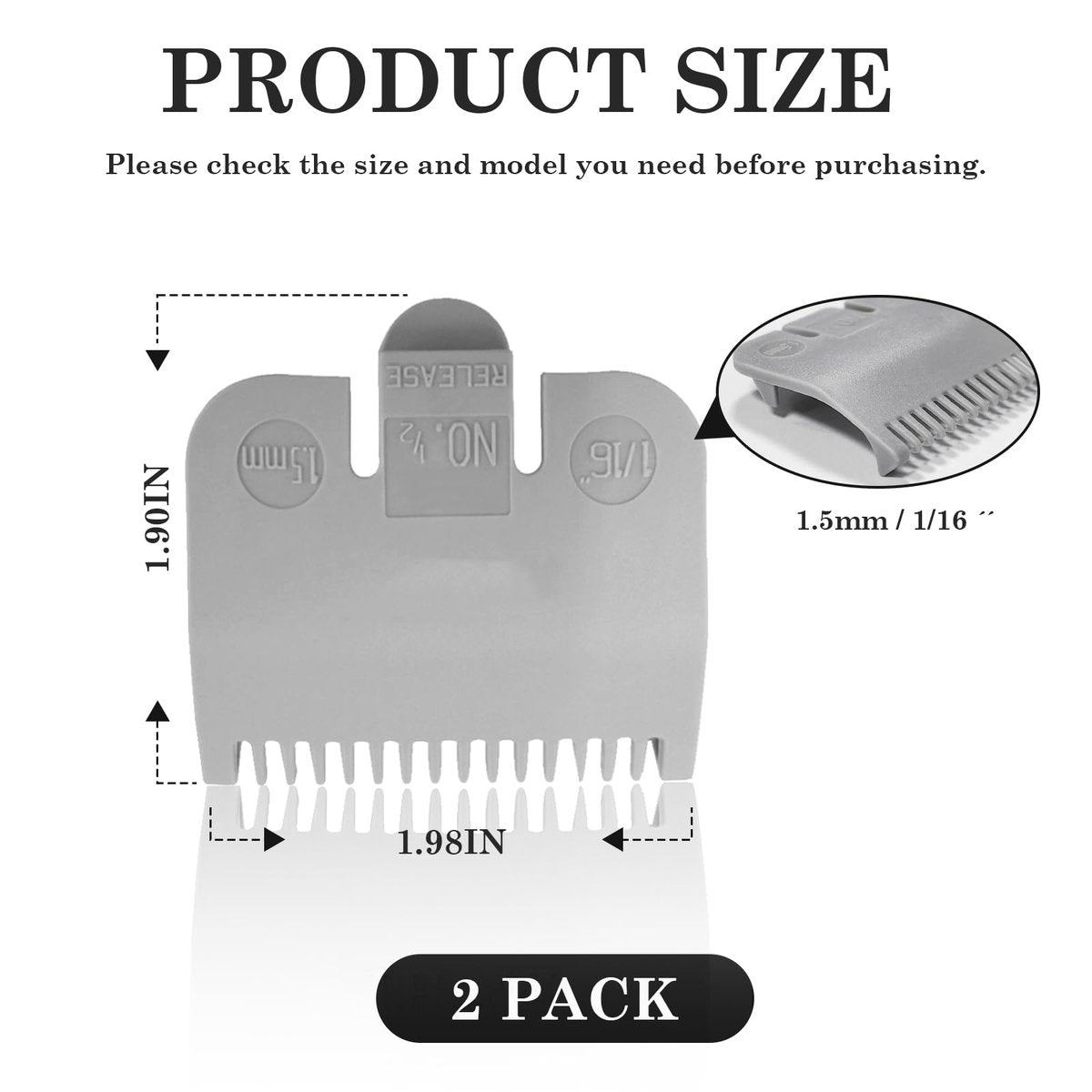 Wahl Professional Color Coded Clipper Guide Comb Attachment #1/2, 1/16", 1.5mm - 2 Pack by CHAR YONG - görsel 3