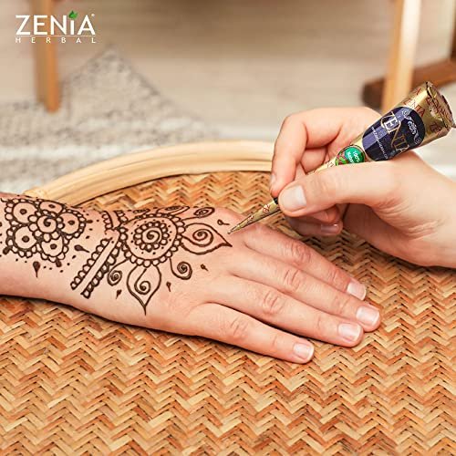Zenia 100% Natural Temporary Tattoo Paste Cone - Reddish-Brown 25g for Indian Body Art - görsel 8