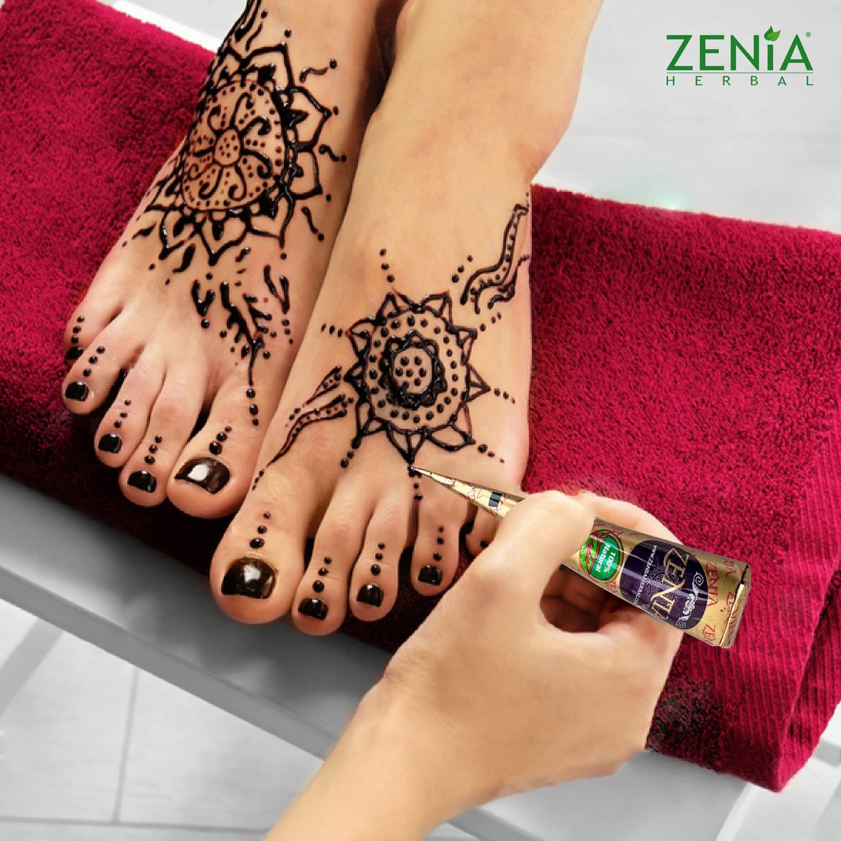 Zenia 100% Natural Temporary Tattoo Paste Cone - Reddish-Brown 25g for Indian Body Art - görsel 9