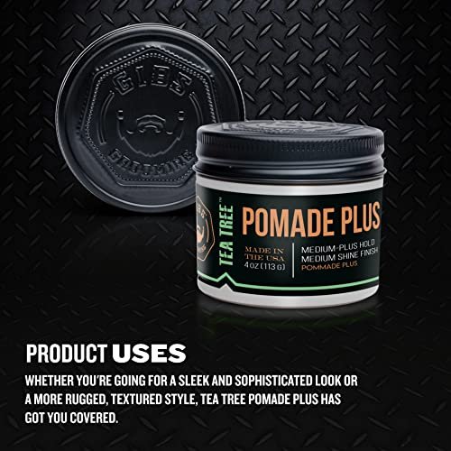 GIBS Tea Tree Pomade Plus - Medium-Plus Hold, Medium to High Shine, Clean Ingredients, Made in USA (4 oz) Avelisse