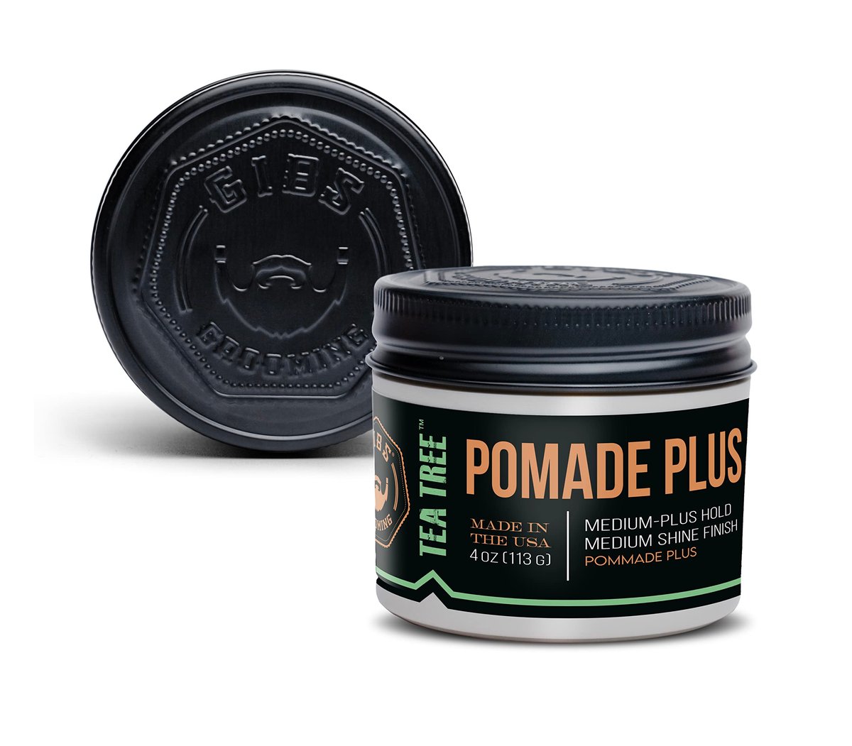 GIBS Tea Tree Pomade Plus - Medium-Plus Hold, Medium to High Shine, Clean Ingredients, Made in USA (4 oz) Avelisse