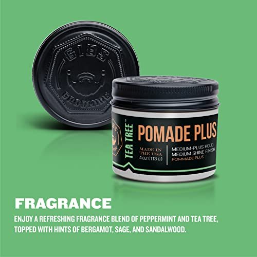 GIBS Tea Tree Pomade Plus - Medium-Plus Hold, Medium to High Shine, Clean Ingredients, Made in USA (4 oz) Avelisse