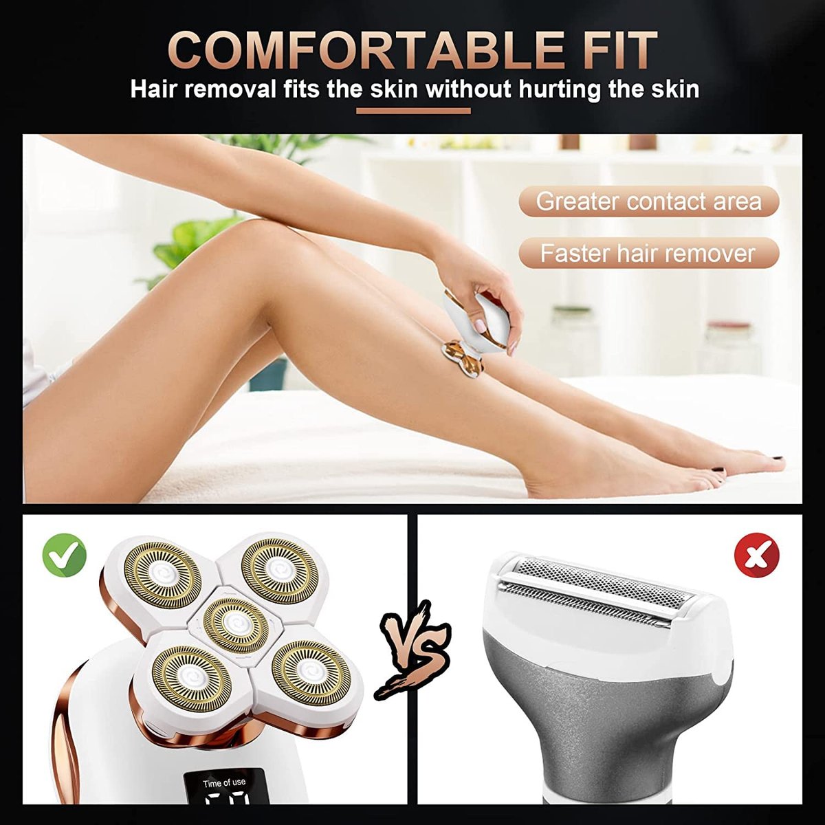 TAYAYO 2-in-1 Electric Razor for Women - Wet/Dry 5D Rotary Shaver & Hair Trimmer with USB Charging, Rechargeable Lithium-Ion Battery, Water Resistant Grooming Kit Avelisse