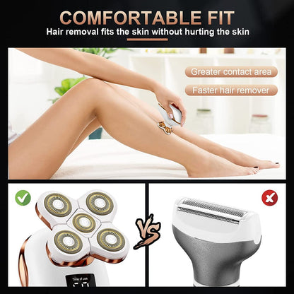 TAYAYO 2-in-1 Electric Razor for Women - Wet/Dry 5D Rotary Shaver & Hair Trimmer with USB Charging, Rechargeable Lithium-Ion Battery, Water Resistant Grooming Kit Avelisse