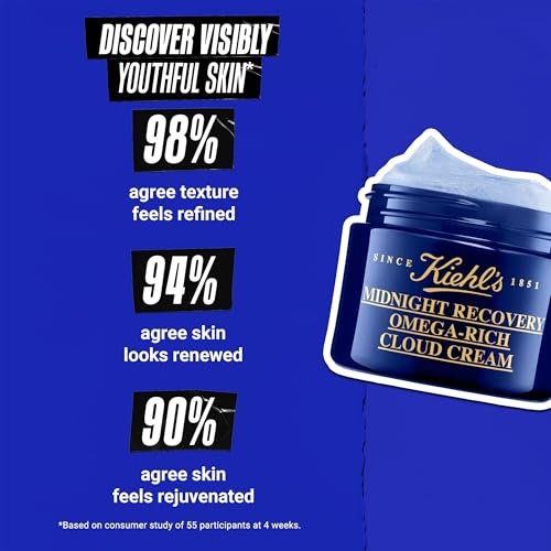 Kiehl's Midnight Recovery Omega Rich Botanical Night Cream – Overnight Renewing Face Moisturizer with Omega Oils and Lavender Scent, 1.7 fl oz Avelisse