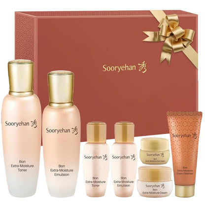 Sooryehan Bon Extra Moisture Korean Skin Care Gift Set – Luxury Hydrating Toner, Emulsion Lotion, Cleansing Foam & Eye Cream (13.01 Fl Oz) by LG Beauty Avelisse