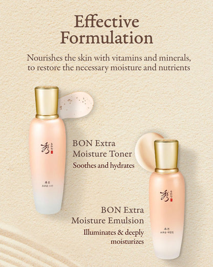 Sooryehan Bon Extra Moisture Korean Skin Care Gift Set – Luxury Hydrating Toner, Emulsion Lotion, Cleansing Foam & Eye Cream (13.01 Fl Oz) by LG Beauty Avelisse