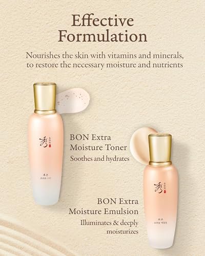 Sooryehan Bon Extra Moisture Korean Skin Care Gift Set – Luxury Hydrating Toner, Emulsion Lotion, Cleansing Foam & Eye Cream (13.01 Fl Oz) by LG Beauty Avelisse