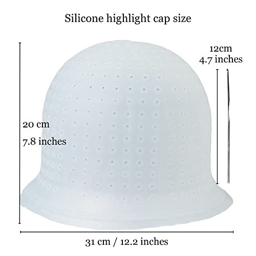 Professional Punched Silicone Highlight Hair Cap with Needle - Reusable Highlighting Poked Hole Caps for Hair Salon Dyeing Tools Avelisse