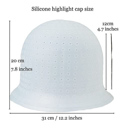 Professional Punched Silicone Highlight Hair Cap with Needle - Reusable Highlighting Poked Hole Caps for Hair Salon Dyeing Tools Avelisse