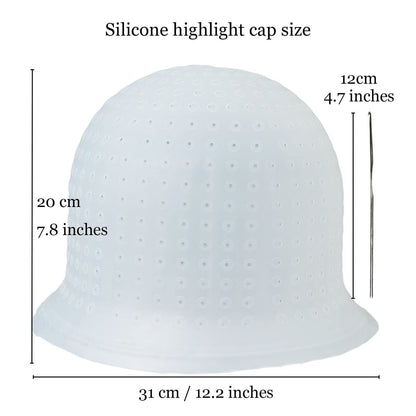 Professional Punched Silicone Highlight Hair Cap with Needle - Reusable Highlighting Poked Hole Caps for Hair Salon Dyeing Tools Avelisse