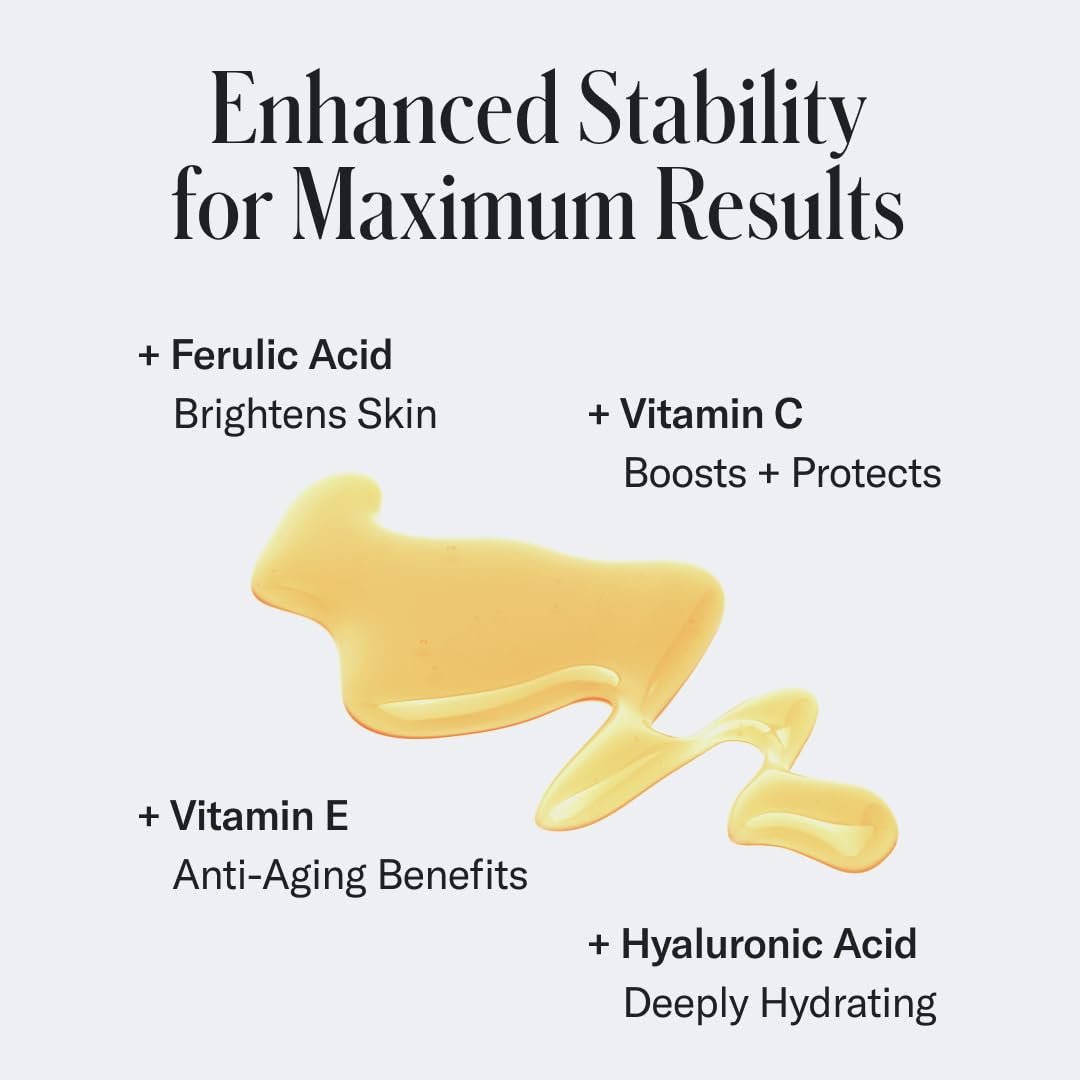 Geologie Vitamin C+E Ferulic Acid Face Serum – Brightening & Firming Anti-Aging Gel Formula with 5% Stabilized Vitamin C, 0.5% Vitamin E, 1.5% Hyaluronic Acid, 30 ML Avelisse