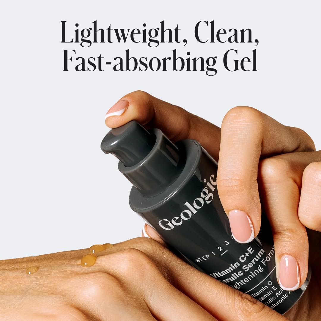 Geologie Vitamin C+E Ferulic Acid Face Serum – Brightening & Firming Anti-Aging Gel Formula with 5% Stabilized Vitamin C, 0.5% Vitamin E, 1.5% Hyaluronic Acid, 30 ML Avelisse