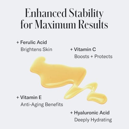Geologie Vitamin C+E Ferulic Acid Face Serum – Brightening & Firming Anti-Aging Gel Formula with 5% Stabilized Vitamin C, 0.5% Vitamin E, 1.5% Hyaluronic Acid, 30 ML Avelisse
