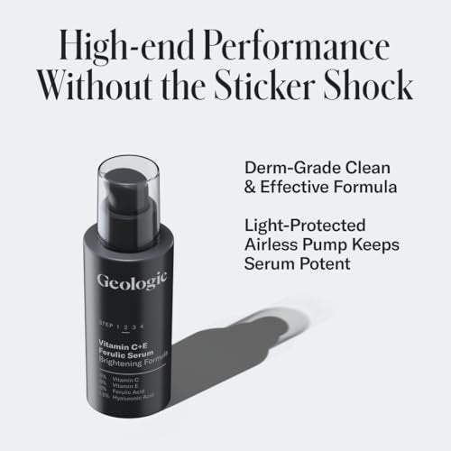 Geologie Vitamin C+E Ferulic Acid Face Serum – Brightening & Firming Anti-Aging Gel Formula with 5% Stabilized Vitamin C, 0.5% Vitamin E, 1.5% Hyaluronic Acid, 30 ML Avelisse