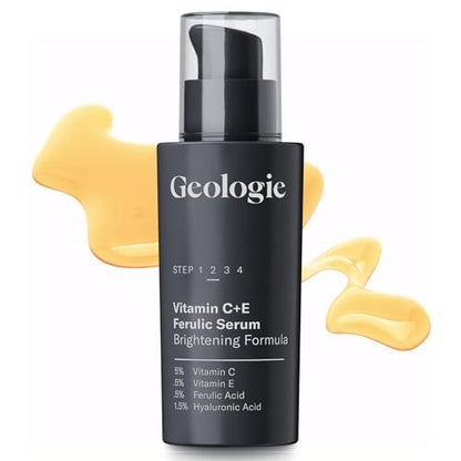 Geologie Vitamin C+E Ferulic Acid Face Serum – Brightening & Firming Anti-Aging Gel Formula with 5% Stabilized Vitamin C, 0.5% Vitamin E, 1.5% Hyaluronic Acid, 30 ML Avelisse