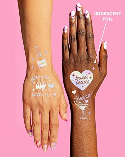 xo, Fetti Cheers Bachelorette Temporary Tattoos - 40 Iridescent Styles | Bachelorette Party Decoration, Bridesmaid Favor + Bride To Be - görsel 8