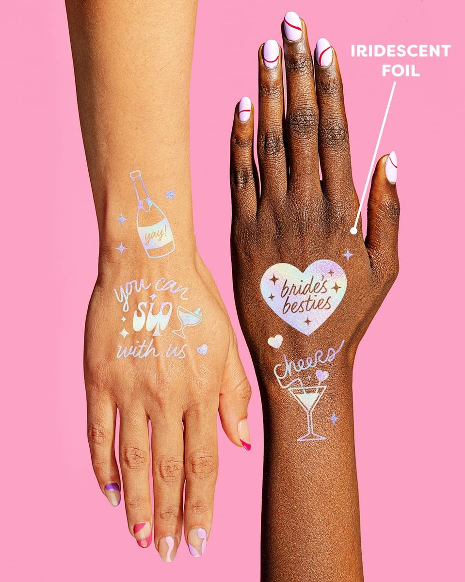 xo, Fetti Cheers Bachelorette Temporary Tattoos - 40 Iridescent Styles | Bachelorette Party Decoration, Bridesmaid Favor + Bride To Be - görsel 7