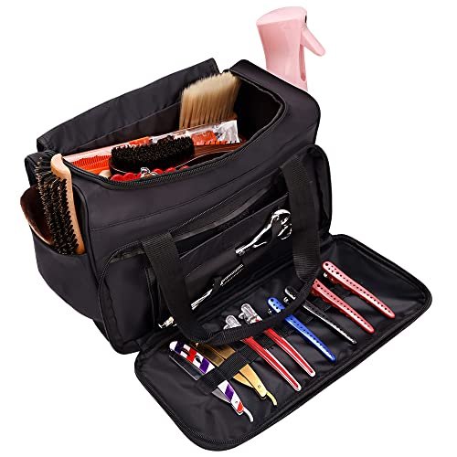 BARBERPLAN Barber Hairdressing Bag - Large Travel Storage Bag for Salon Tools, Makeup, Cosmetics - Portable Handbag for Hair Stylists and Beauty Artists (Black) - görsel 16