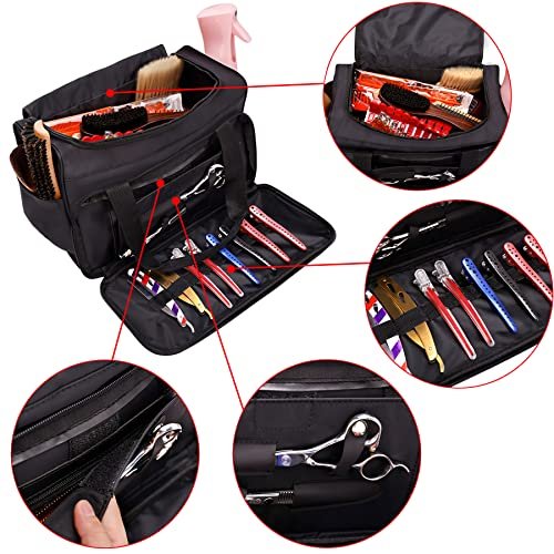 BARBERPLAN Barber Hairdressing Bag - Large Travel Storage Bag for Salon Tools, Makeup, Cosmetics - Portable Handbag for Hair Stylists and Beauty Artists (Black) - görsel 6