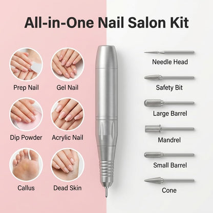 DELIFO Electric Nail Drill: 35,000 RPM Portable Nail File Machine with LED Display, Rechargeable Acrylic Nail Tool for Home Salon Manicure & Pedicure Avelisse