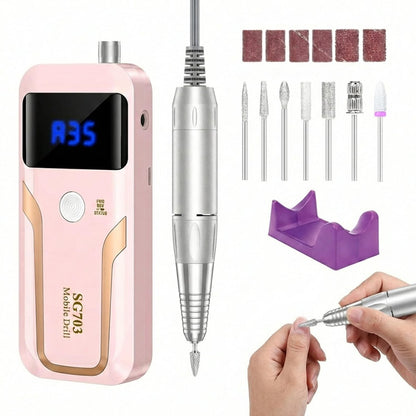 DELIFO Electric Nail Drill: 35,000 RPM Portable Nail File Machine with LED Display, Rechargeable Acrylic Nail Tool for Home Salon Manicure & Pedicure Avelisse