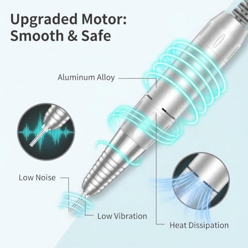 DELIFO Electric Nail Drill: 35,000 RPM Portable Nail File Machine with LED Display, Rechargeable Acrylic Nail Tool for Home Salon Manicure & Pedicure Avelisse