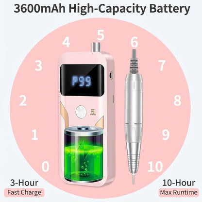 DELIFO Electric Nail Drill: 35,000 RPM Portable Nail File Machine with LED Display, Rechargeable Acrylic Nail Tool for Home Salon Manicure & Pedicure Avelisse