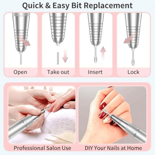DELIFO Electric Nail Drill: 35,000 RPM Portable Nail File Machine with LED Display, Rechargeable Acrylic Nail Tool for Home Salon Manicure & Pedicure Avelisse