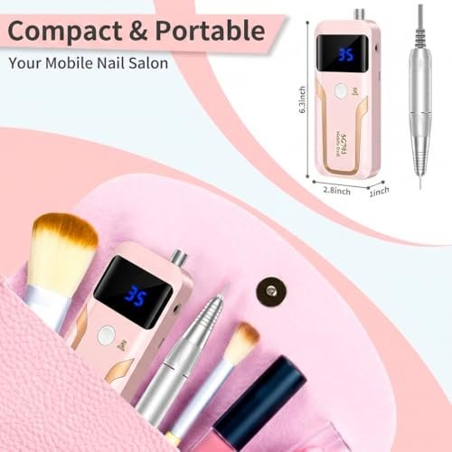 DELIFO Electric Nail Drill: 35,000 RPM Portable Nail File Machine with LED Display, Rechargeable Acrylic Nail Tool for Home Salon Manicure & Pedicure Avelisse