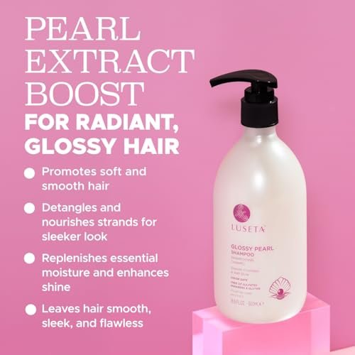 Luseta Glossy Pearl Shampoo - Smoothing & Nourishing Shampoo for Frizzy Hair with Pearl Extract, Awakens Shine for Dull Hair, 16.9 fl oz Avelisse